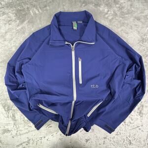Stio Mens Lightweight Front Zip Jacket Lg Blue Pockets Nylon Blend